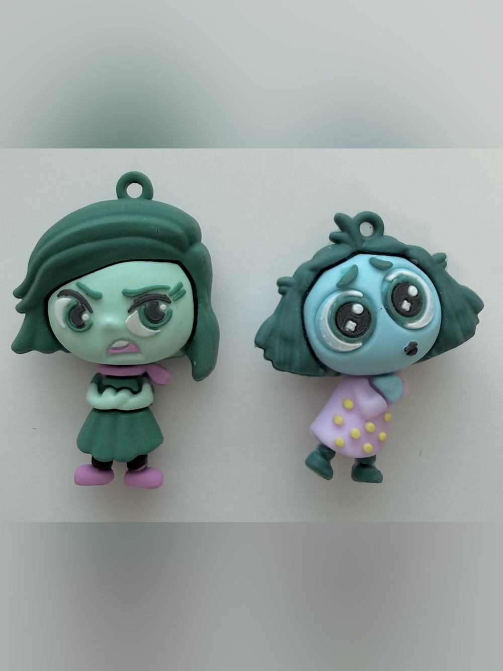 2” Disney Pixar Inside Out characters Disgust and Envy Keychain Charms